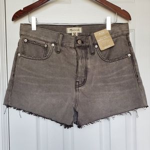 Madewell Midrise relaxed gray denim shorts raw hem